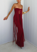Zelmic Strapless Fringe Maxi Dress