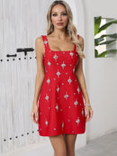 Rayner Crystal Bow Detail Backless A Line Mini Dress In Red