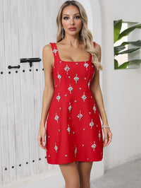 Rayner Crystal Bow Detail Backless A Line Mini Dress In Red