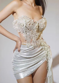 Amondi Strapless Ruched Skirt Set
