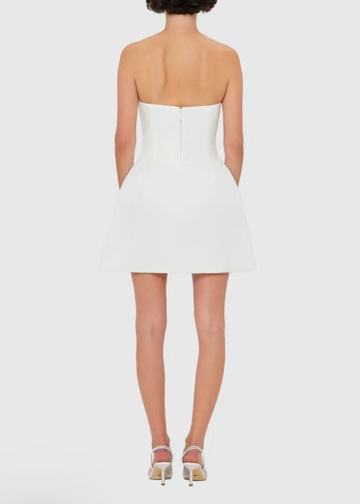 Eliezra White Floral Embroidered Mini Dress