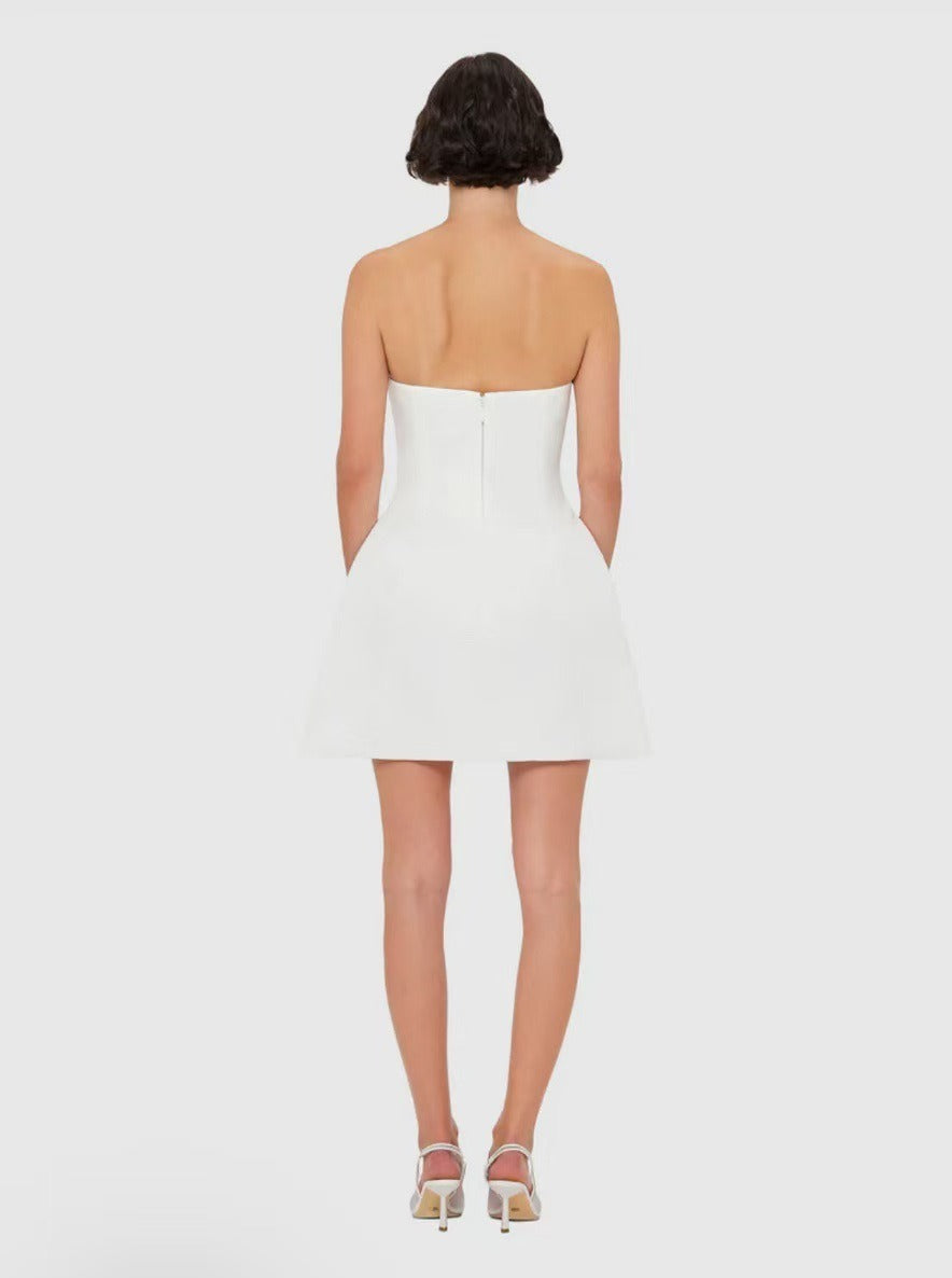 Eliezra White Floral Embroidered Mini Dress
