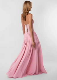 Daxelia Lace-Corset Maxi Dress In Pink