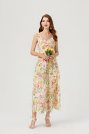 Aryana Lace Floral Embroidered Midi Dress