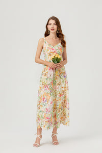 Aryana Lace Floral Embroidered Midi Dress