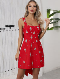 Rayner Crystal Bow Detail Backless A Line Mini Dress In Red