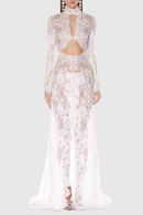 Didrika Long Sleeve Cutout Lace Maxi Dress In Black