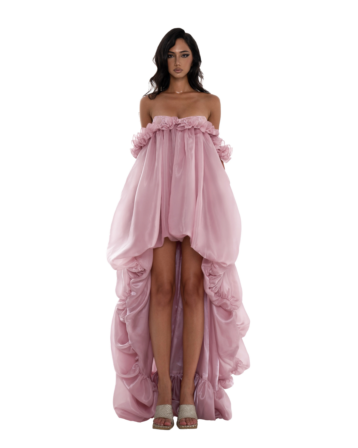 Nytheron Strapless Balloon Maxi Dress In Pink