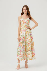Aryana Lace Floral Embroidered Midi Dress