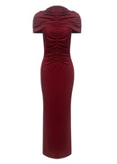Zayvian High-Neck Maxi Dress With Ruched Detailing