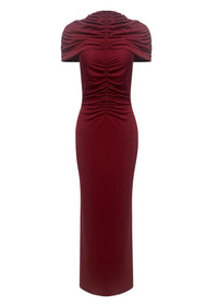 Zayvian High-Neck Maxi Dress With Ruched Detailing