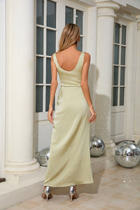 Jamari Draped Maxi Dress In Olive Green
