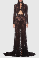 Didrika Long Sleeve Cutout Lace Maxi Dress In Black