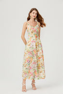 Aryana Lace Floral Embroidered Midi Dress