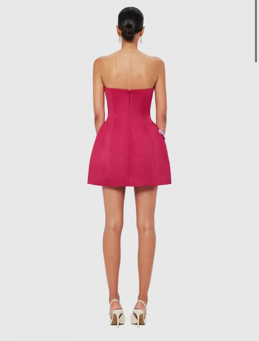 Eliezra Pink Floral Embroidered Mini Dress