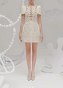Allie Petal-Detail Buttoned Mini Dress