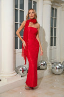 Avalira Strapless Floral Maxi Dress In Red
