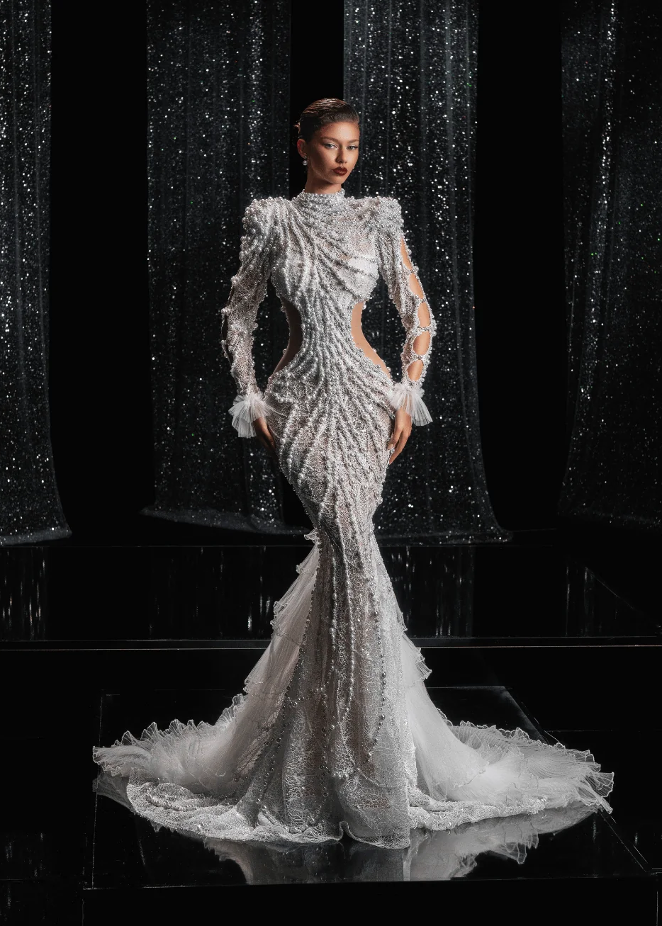 Guinevak Pearl Tulle Maxi Dress