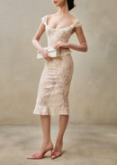 Celous Lace Midi Dress Two-Piece Set