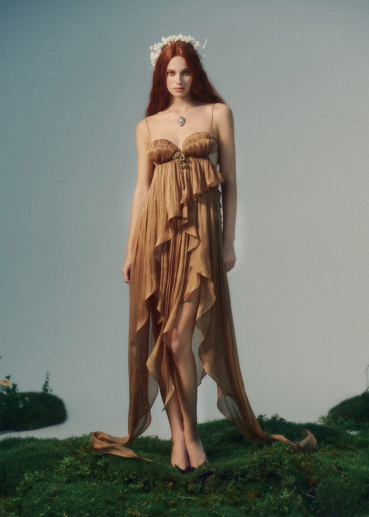 Grythalen Crinkle Satin Mini Dress