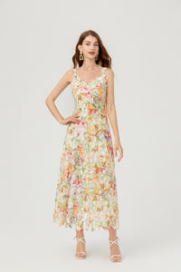 Aryana Lace Floral Embroidered Midi Dress