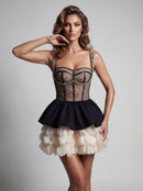 Auronis Black Sweetheart Rhinestone Mini Dress