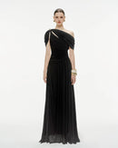 Elese White Asymmetrical Gathered Maxi Dress