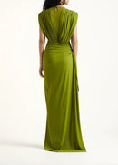 Zavian Sleeveless Ruched Split Maxi Dress