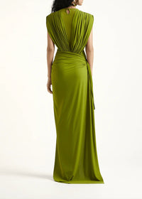 Zavian Sleeveless Ruched Split Maxi Dress