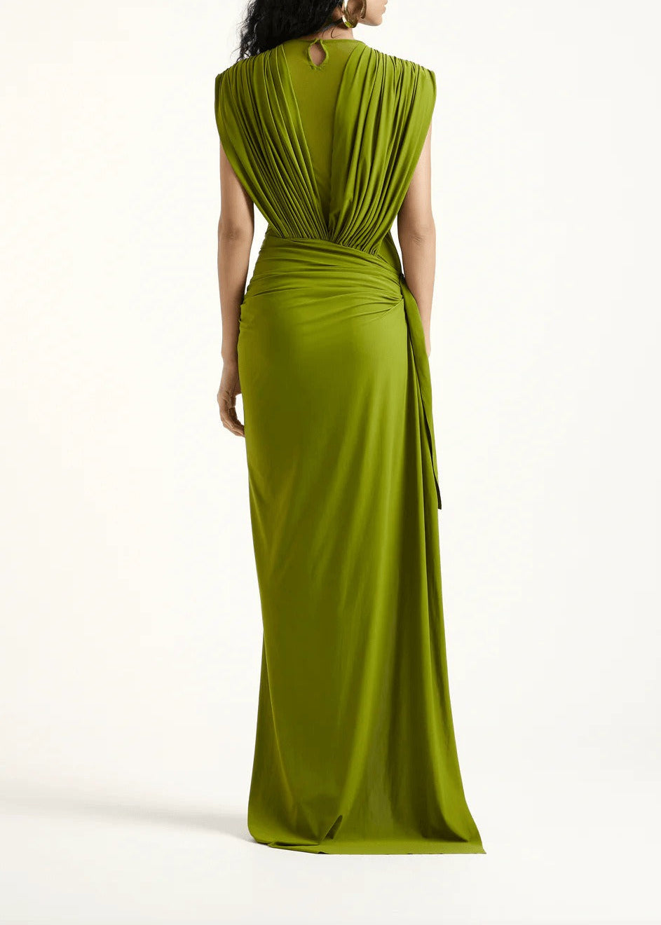 Zavian Sleeveless Ruched Split Maxi Dress