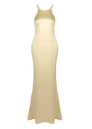 Elvina Halter Backless Maxi Dress In Gold