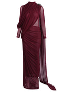 Ditza Asymmetrical Ribbon Ruched Maxi Dress