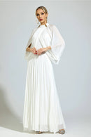 Nervion White Pleated Sweater Dress