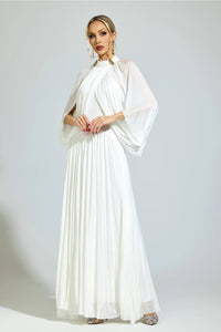 Nervion White Pleated Sweater Dress
