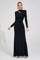 Antares Long Sleeve Embellished Maxi Dress In Black