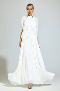Nervion White Pleated Sweater Dress
