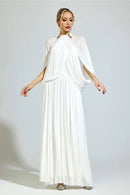 Nervion White Pleated Sweater Dress