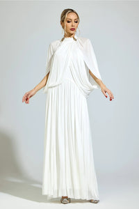 Nervion White Pleated Sweater Dress