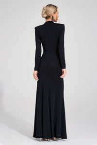 Antares Long Sleeve Embellished Maxi Dress In Black