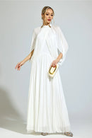 Nervion White Pleated Sweater Dress