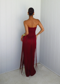 Zelmic Strapless Fringe Maxi Dress