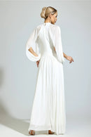Nervion White Pleated Sweater Dress