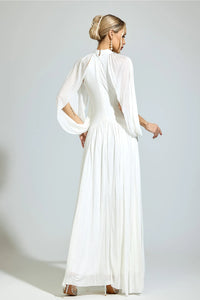 Nervion White Pleated Sweater Dress
