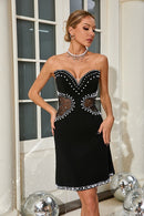 Lloyd Symmetrical Tulle Pearl Embellished Mini Dress In Black
