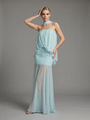 Ashwick Folds Spaghetti Strap Chiffon Maxi Dress