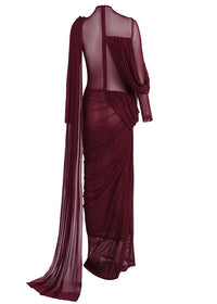 Ditza Asymmetrical Ribbon Ruched Maxi Dress