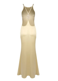Elvina Halter Backless Maxi Dress In Gold