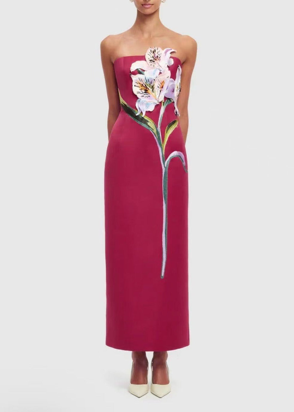 Eudoxia White Floral Embroidered Maxi Dress