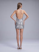 Glora Halter Sequin Mini Dress