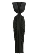 Abrisca Black Ruched Cutout Maxi Dress
